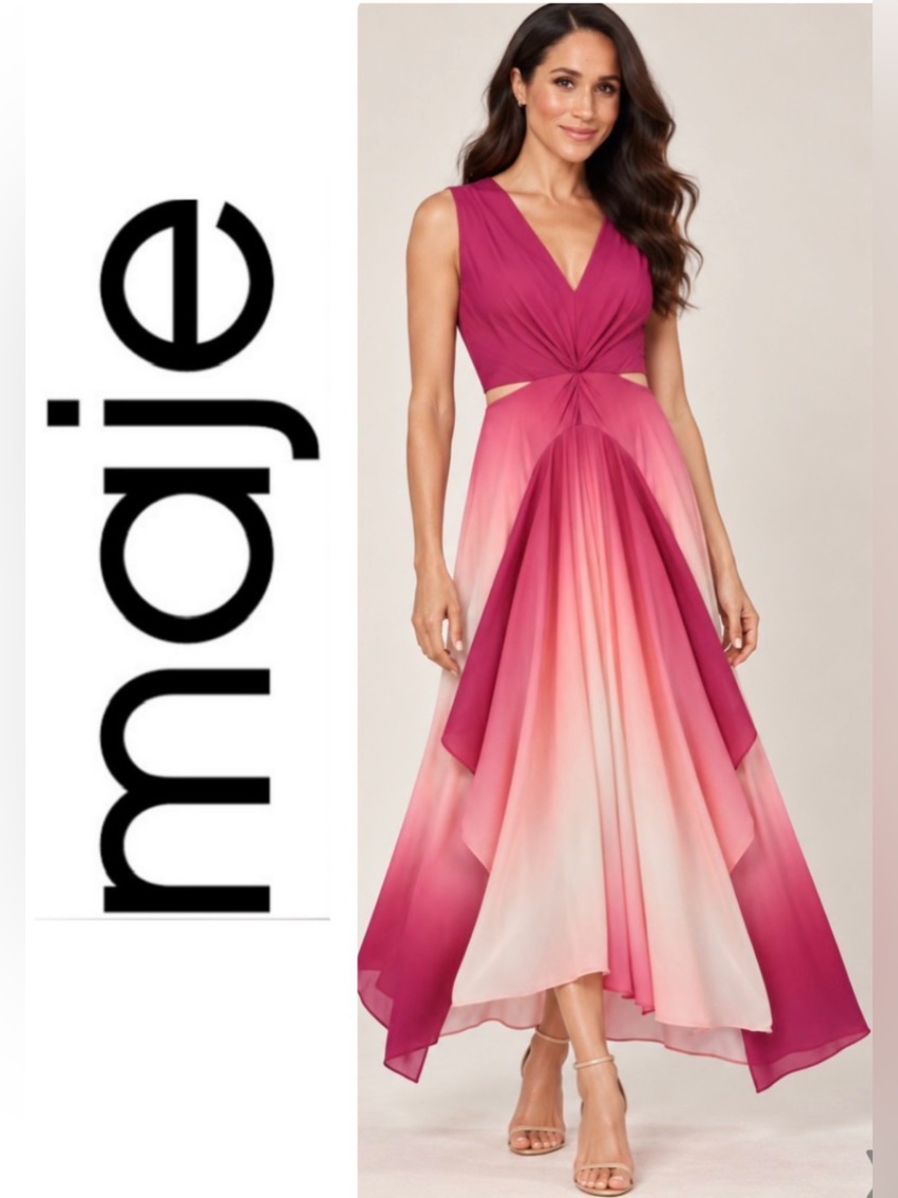 Maje Resia Ombré Maxi Dress- size 38